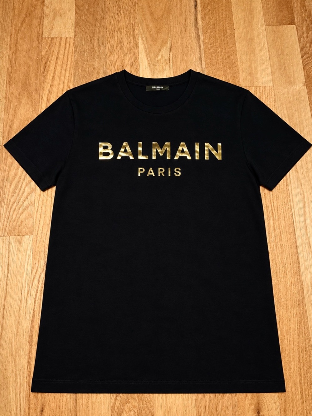 Balmain Gold Metallic Logo Tshirt